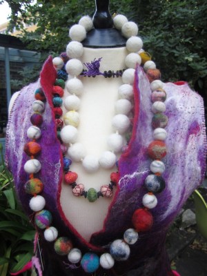 Felt ball necklaces