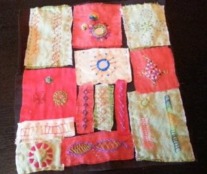 Gina's Indian embroidery stitch sampler