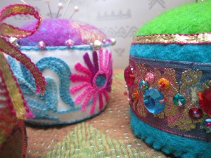 Pincushions made with felt & Indian trimmings