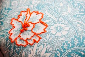 Embroidery on vintage fabric 3